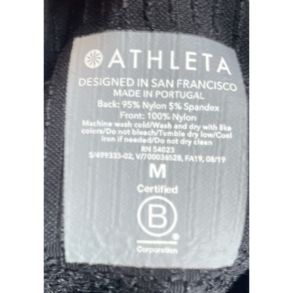 Athleta Womens Black Quilted Jacket Full Zip Ribbed Knit Panels Medium Thumbhole - Picture 4 of 13